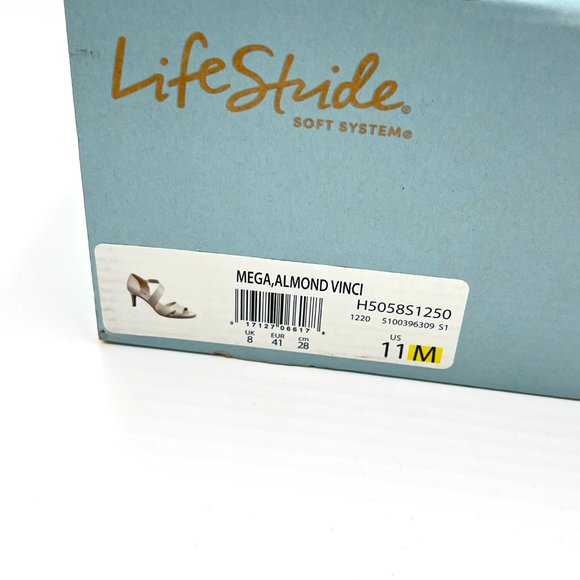 Lifestride Womens Size 11 Mega Almond Cream Beige Tan Nude Open Toe Heels 11M - Picture 14 of 14